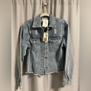 Savanna Jane Denim Jacket with Pearls and Rhinestones